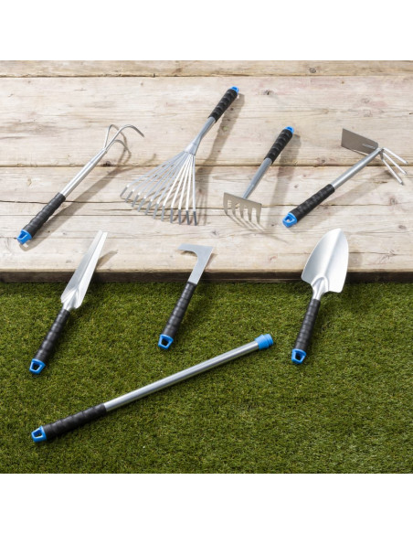 HI Set di Attrezzi da Giardino 8 pz in Metallo Argento
