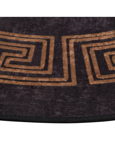 Tappeto Lavabile φ120 cm Nero e Oro Antiscivolo