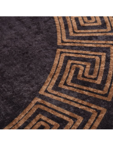 Tappeto Lavabile φ120 cm Nero e Oro Antiscivolo