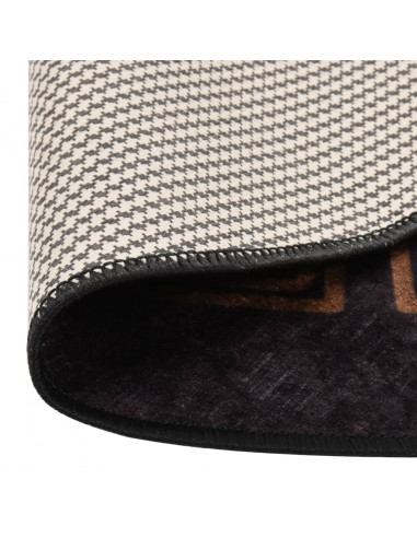 Tappeto Lavabile φ120 cm Nero e Oro Antiscivolo