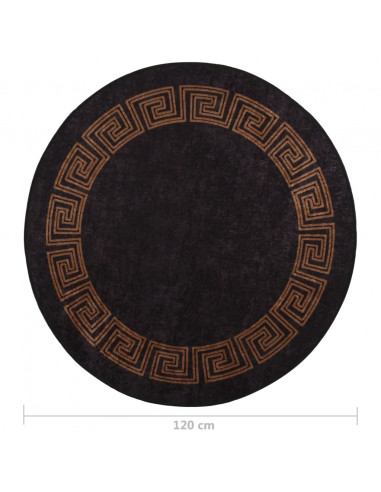 Tappeto Lavabile φ120 cm Nero e Oro Antiscivolo