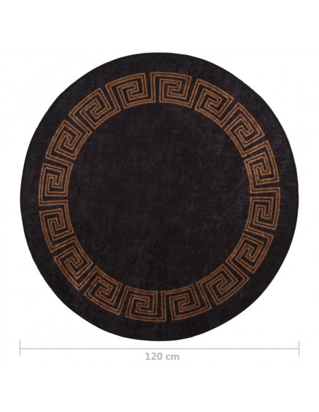 Tappeto Lavabile φ120 cm Nero e Oro Antiscivolo