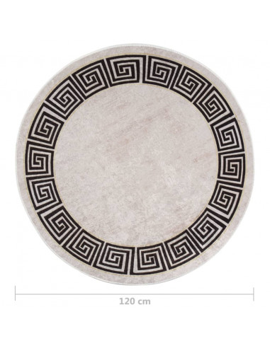 Tappeto Lavabile φ120 cm Beige Chiaro Antiscivolo