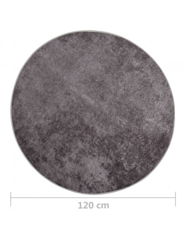 Tappeto Lavabile φ120 cm Grigio Antiscivolo