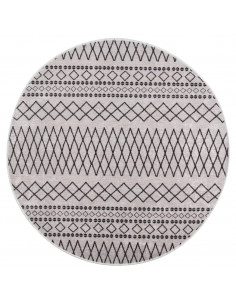 Tappeto Lavabile φ120 cm Nero e Bianco Antiscivolo