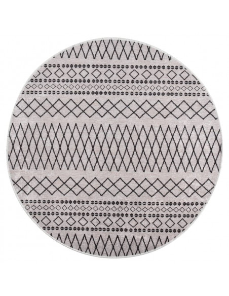 Tappeto Lavabile φ120 cm Nero e Bianco Antiscivolo