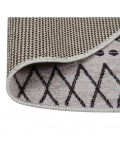 Tappeto Lavabile φ120 cm Nero e Bianco Antiscivolo 2