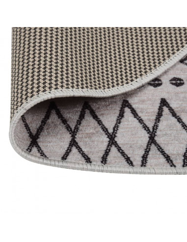 Tappeto Lavabile φ120 cm Nero e Bianco Antiscivolo