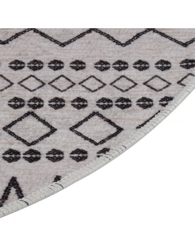 Tappeto Lavabile φ120 cm Nero e Bianco Antiscivolo