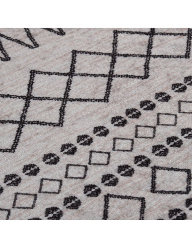 Tappeto Lavabile φ120 cm Nero e Bianco Antiscivolo