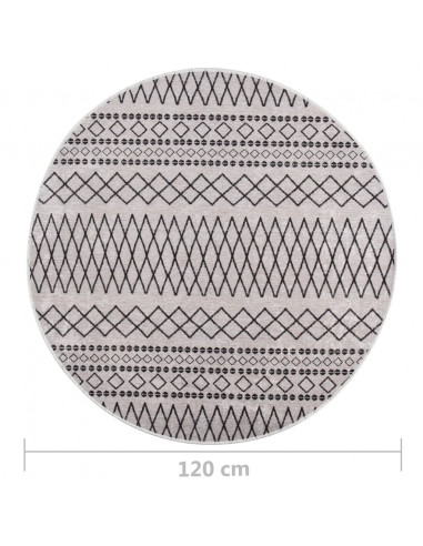 Tappeto Lavabile φ120 cm Nero e Bianco Antiscivolo