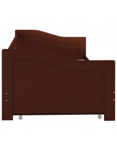 Divano Letto a Scomparsa Marrone Scuro Legno di Pino 90x200 cm