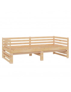 Divano Letto Estraibile in Legno Massello di Pino 2x(90x200) cm