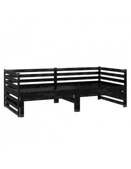 Dormeuse Estraibile Nera in Massello di Pino 2x(90x200) cm