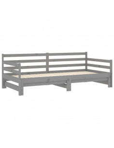 Dormeuse Estraibile Grigia in Massello di Pino 2x(90x200) cm