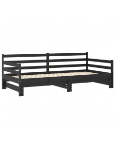 Dormeuse Estraibile Nera in Massello di Pino 2x(90x200) cm