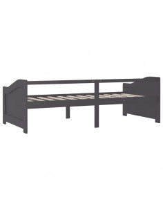 Divano Letto a 3 Posti Grigio Legno Massello di Pino 90x200cm