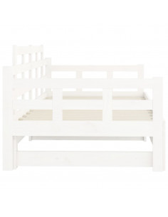 Dormeuse Estraibile Bianca Legno Massello di Pino 2x(90x190) cm
