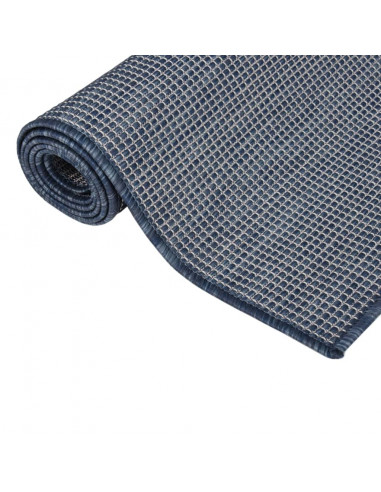 Tappeto da Esterni a Tessitura Piatta 100x200 cm Blu