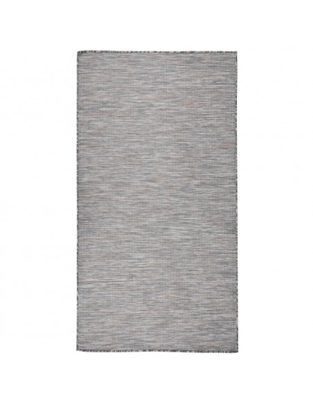Tappeto da Esterni a Tessitura Piatta 80x150 cm Marrone e blu