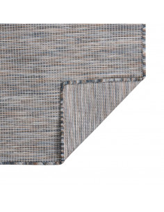 Tappeto da Esterni a Tessitura Piatta 80x150 cm Marrone e blu 2