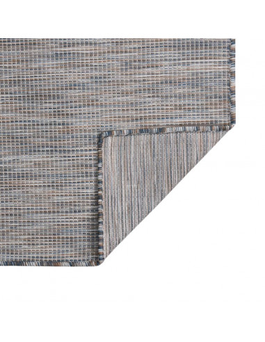 Tappeto da Esterni a Tessitura Piatta 80x150 cm Marrone e blu