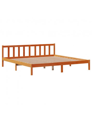 Giroletto con Testiera Marrone Cera 200x200 cm Massello Pino