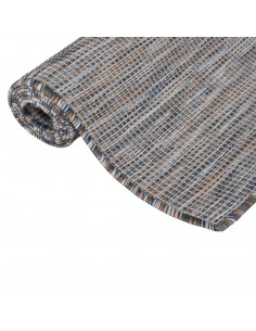 Tappeto da Esterni a Tessitura Piatta 100x200 cm Marrone e Blu 2