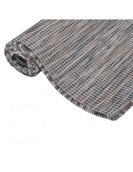 Tappeto da Esterni a Tessitura Piatta 100x200 cm Marrone e Blu