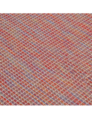 Tappeto da Esterni a Tessitura Piatta 100x200 cm Rosso