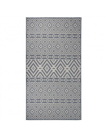 Tappeto da Esterni a Tessitura Piatta 80x150 cm Strisce Blu