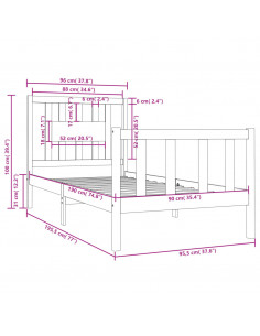Giroletto Bianco in Legno Massello 90x190 cm Single