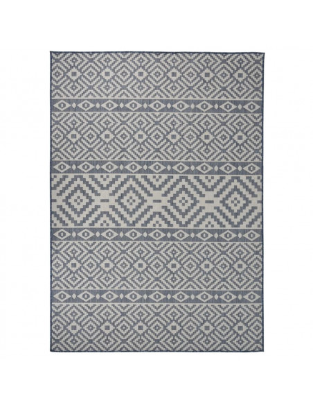 Tappeto da Esterni a Tessitura Piatta 120x170 cm Strisce Blu