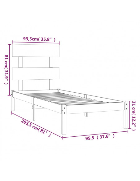 Giroletto Bianco in Legno Massello 90x200 cm