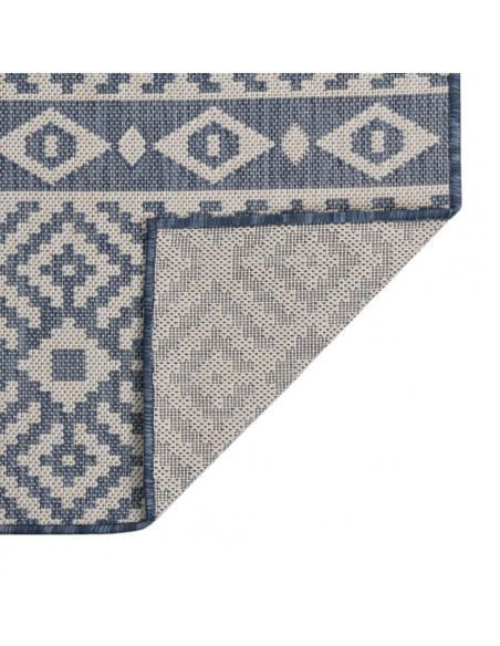 Tappeto da Esterni a Tessitura Piatta 120x170 cm Strisce Blu