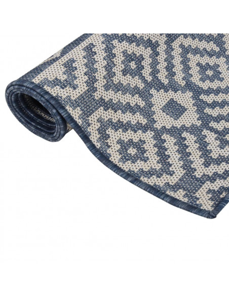 Tappeto da Esterni a Tessitura Piatta 120x170 cm Strisce Blu