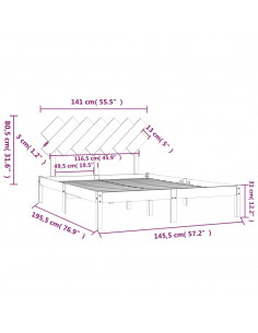 Giroletto Bianco 140x190 cm 4FT6 Double in Legno Massello