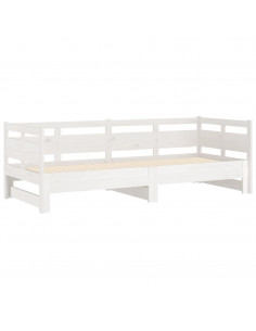 Dormeuse Estraibile Bianca Legno Massello di Pino 2x(80x200) cm