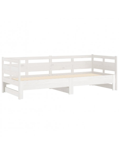 Dormeuse Estraibile Bianca Legno Massello di Pino 2x(80x200) cm