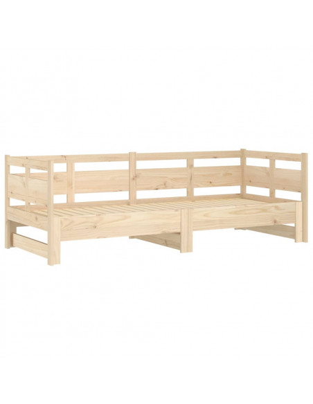 Dormeuse Estraibile in Legno Massello di Pino 2x(90x190) cm