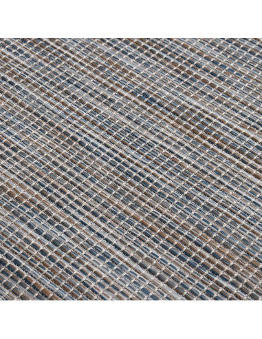 Tappeto da Esterni a Tessitura Piatta 140x200 cm Marrone e Blu