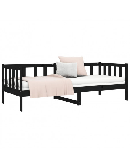 Dormeuse Nera 80x200 cm in Legno Massello di Pino