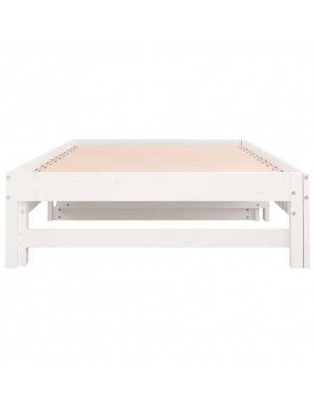 Dormeuse Estraibile Bianca 2x(90x190) cm Legno Massello di Pino