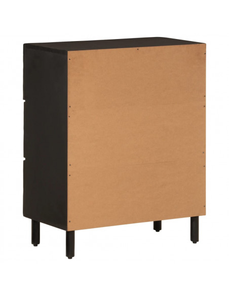 Credenza Nera 60x33x75 cm in Legno Massello di Mango