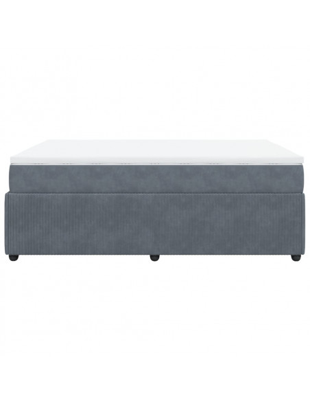 Giroletto a Molle con Materasso Grigio Scuro 160x200 cm Velluto
