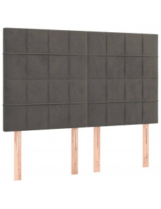 Giroletto a Molle con Materasso Grigio Scuro 140x190 cm Velluto