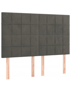 Giroletto a Molle con Materasso Grigio Scuro 140x200 cm Velluto