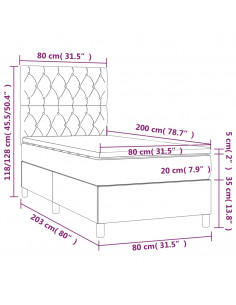 Giroletto a Molle con Materasso Tortora 80x200 cm inTessuto