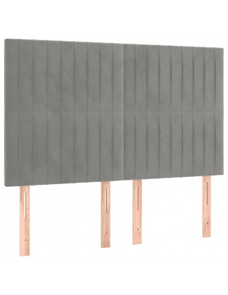 Giroletto a Molle con Materasso Grigio Chiaro 140x200cm Velluto