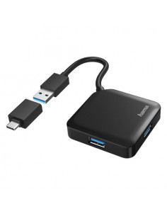 HUB Hama 00200116 Usb 3.2 Gen1 Black Black